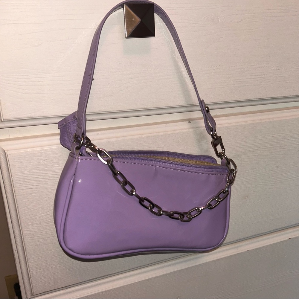 SHEIN Purple Glossy Shoulder Bag with Chain